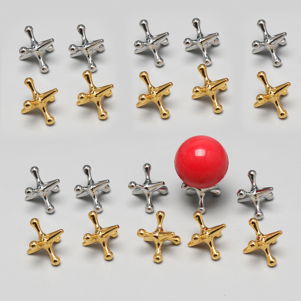 Classic Metal Jacks Set with 1 Balls - 10pc Retro Game, Durable, Enhances Coordination, Ideal for All Ages