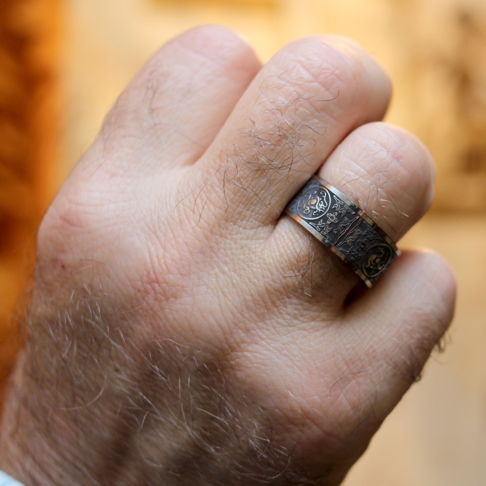 Mcllroy Klassieke Ringen Mannen Ring Vier Hoek Mythische Draak Griekse Symbolen Retro Titanium Stalen Mannelijke Punk Anéis Viking