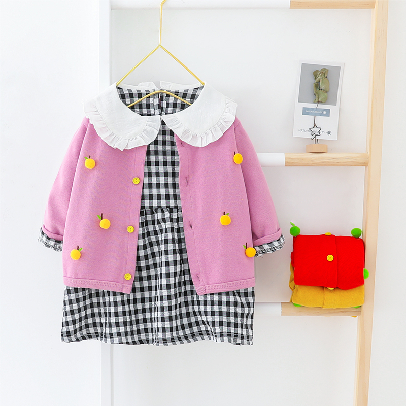 Hylkidhuose Lente Baby Meisjes Kleding Sets Jassen Kant Plaid Jurk Kostuum Peuter Infant Kinderen Casual Kleding: Paars / 6m