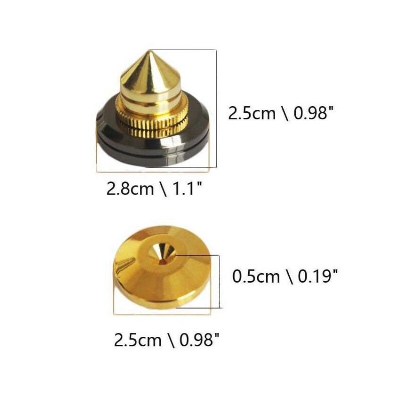 1 Set Gold Speaker Spike Floor Discs Stand Foot Cone Isolation Spikes Shock Pin Nails And Pads Accessories