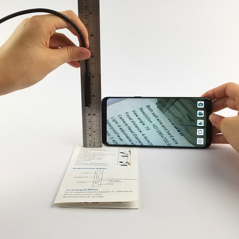 F99 WIFI Endoscope Camera 8mm lens HD720P 2m Hard Cable wireless waterproof inspection borescope for smart phones dfdf