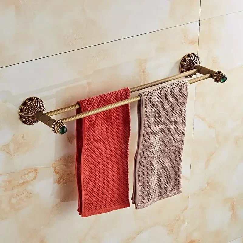 Accesorios de baño de latón antiguo, toallero de baño tallado Retro, portavasos, soporte para cepillos, estante de almacenamiento, accesorios de baño: Negro