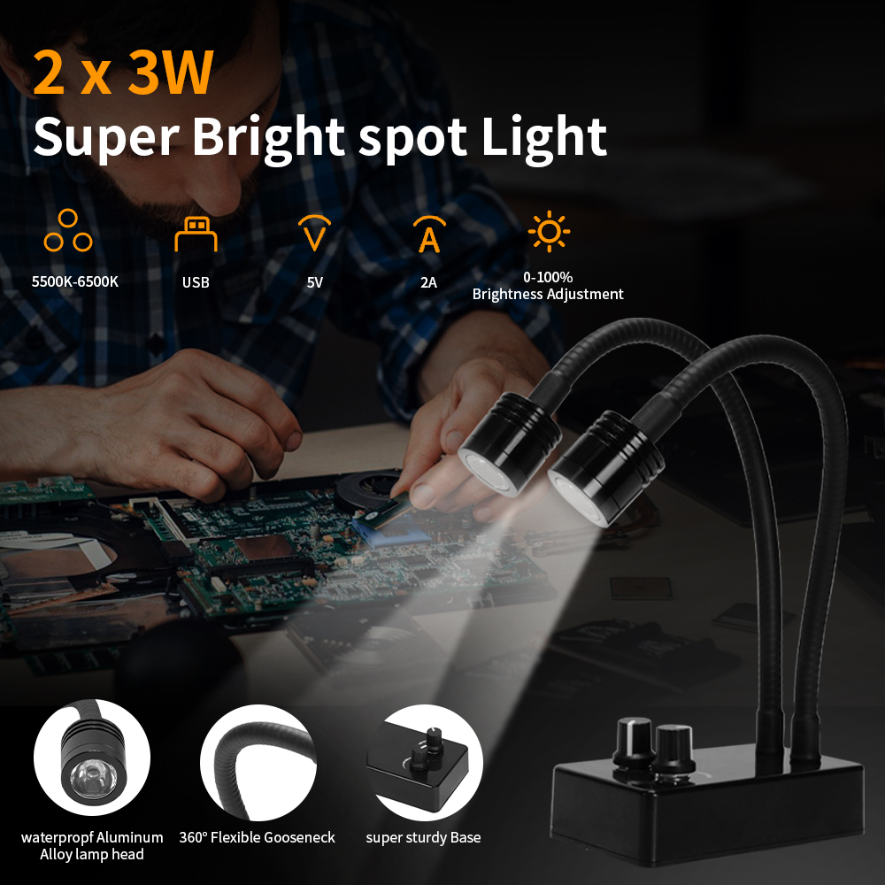LED Microscope Light Source Gooseneck Lamp Illuminators for Industrial Camera Digital Microscope Phone Soldering Repair Welding
