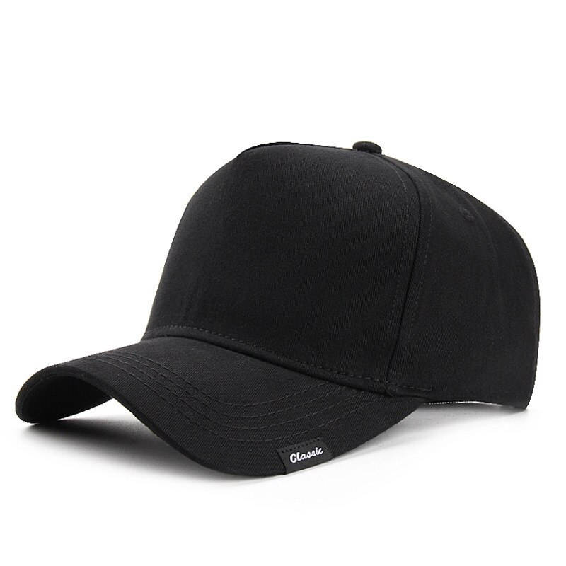 Man Hard Top Large Sport Cap Male Oversize Cotton Sun Hat Adult Plus Size Polyester Dry Quickly Baseball Caps 56-60cm 60-65cm: Cotton Black / 60-65cm