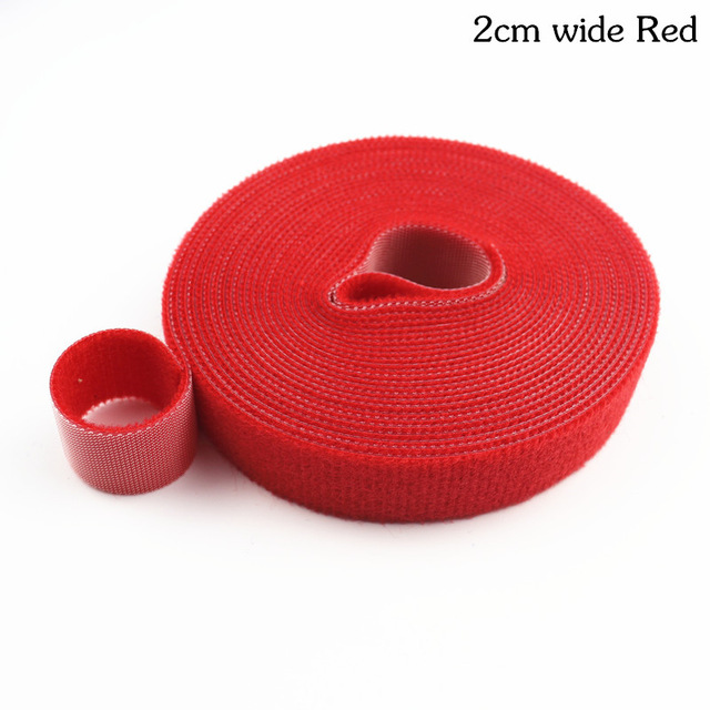 3 M Reusable Nylon Adhesive Fastener Tape Back to Back Power Wire Hooks Loops Fasteners Cable Ties Curtain Straps Magic Tape: 2CMx3M Red