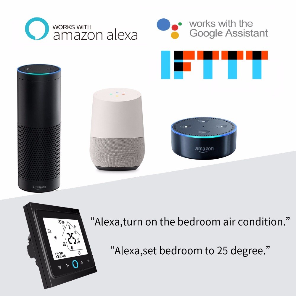 Thermostat WiFi, contrôleur de température pour eau/chauffage électrique au sol, chaudière à eau/gaz, fonctionne avec Alexa Google Home 3A 16A