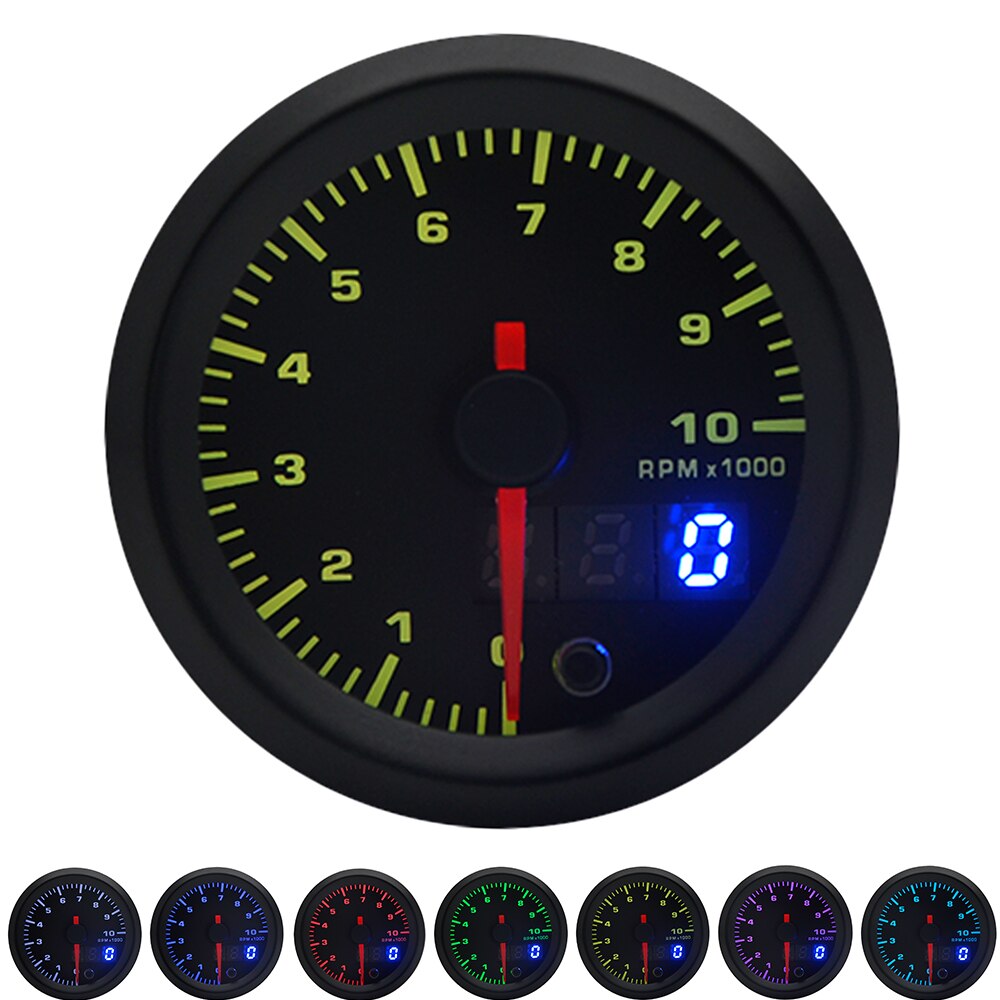 2 "52Mm 7 Kleuren Led Dual Display Boost/Water/Olie Temp/Olie Druk/Volt/Air Fuel Ratio/Egt/Toerenteller Auto Gauge + Gauge Pods: Tachometer