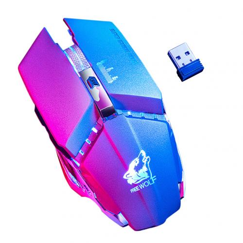 Free Wolf X11 Wireless Rechargeable Game Mouse Silent Illuminated Mechanical 1800Dpi 2.4G USB Wireless 7 Color Mouse