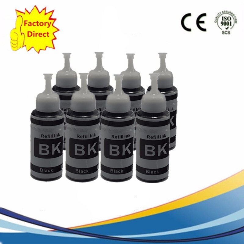 Ricarica Kit di Inchiostro della Tintura L800 L801 di Stampa Della Stampante A Getto D'inchiostro No. T6731/2/3/4/5/6 Uso Per Cartuccia Riutilizzabile Ciss: 8BK