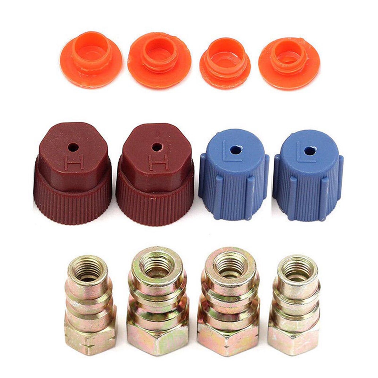 Set of 4 A/C R-12 to R-134a Low/High Side Retrofit Conversion Adapter Fitting Caps Kit Air Conditioning AC System PAK5