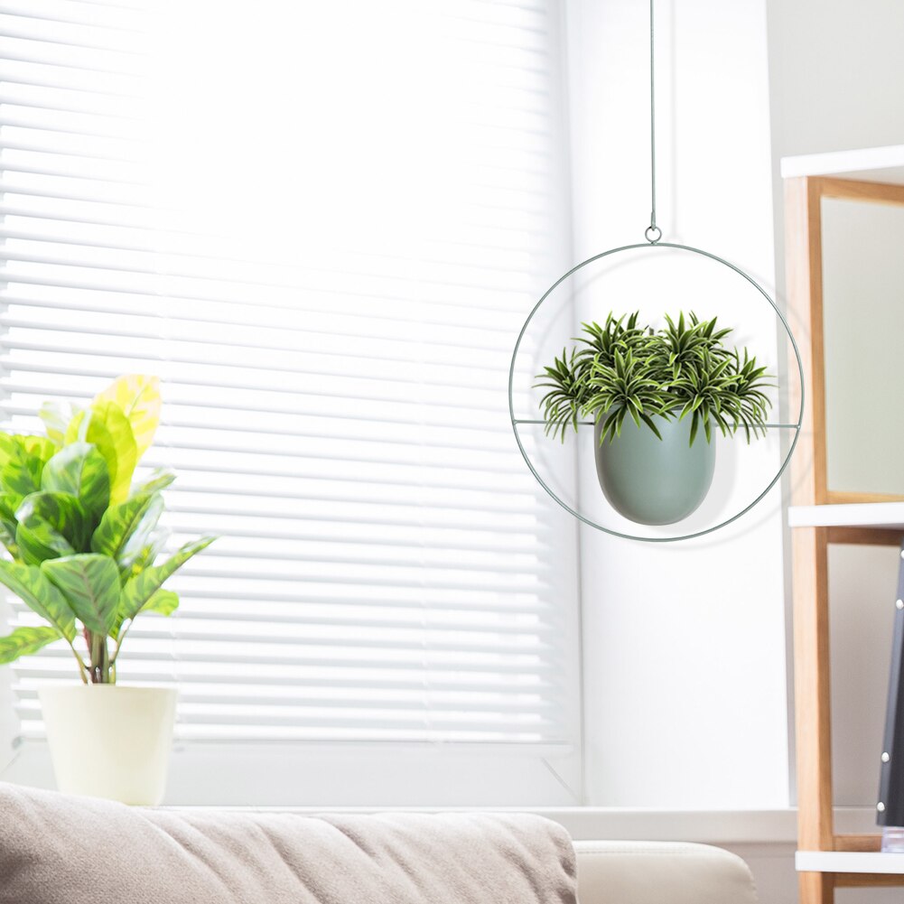 Nordic Hanging Metal Iron Plant Flower Pots Holder Garden Balcony Succulent Wall Mount Hanger Swinging Basket Bedroom Decoration