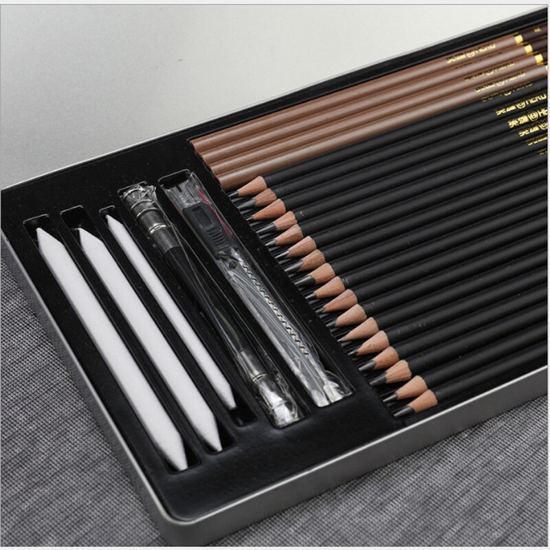 Eisen Kasten skizze bleistift einstellen professionelle skizze zeichnung toolkit holz bleistift bleistift tasche maler schule Schüler skizze kunst suppli