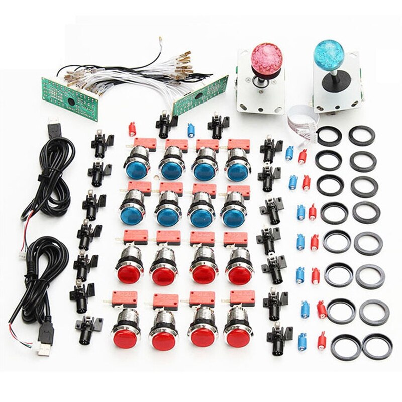 FFYY-DIY Arcade Kit 2x Players USB Encoder to Joystick PC Games Joystick for Mame KOF SNK Fighting Games