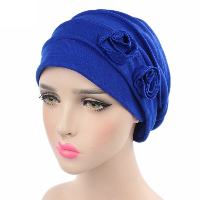 Naiveroo kvinnor blomma muslimsk hatt mössa hatt cancer elastisk kemo bomull huvud wrap enfärgad hatt huvudbonader turban keps