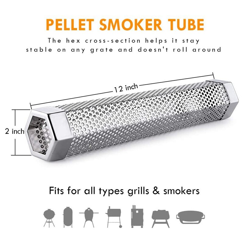 Smoke Tube - 12 Inch Smoke Tube for Pellet Grill 5 Hours of Billowing Smoke, Pellet Smoker Tube for All Grill or Smoker