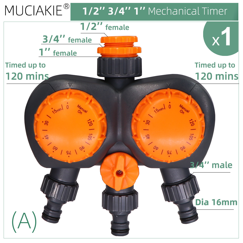 Garden Mechanical Timer Double Control 3-Way Watering Irrigation Automatic Controller for Greenhouse Plants Irrigation System: A