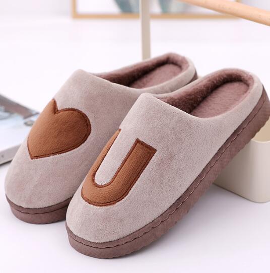Menn innendørs tøfler vinter tøfler elsker gulv sklier vinter varme tøfler par sklier vinter bomull varme sklier: Kaffe / 10