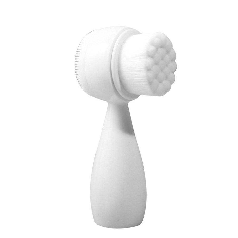 Cepillo de limpieza Facial portátil de silicona de doble cara, cepillo para limpieza de puntos negros, masaje de limpieza Facial, producto para lavado de cara: white