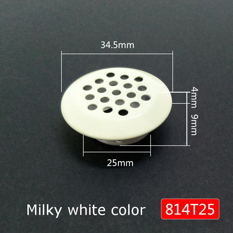 4 stk mælkehvidt skab luftspjæld lameller mesh hul rundt rustfrit stål flad overflade konveks overflade 19mm/25mm/30mm/35mm/53mm: Konveks hul dia .25mm