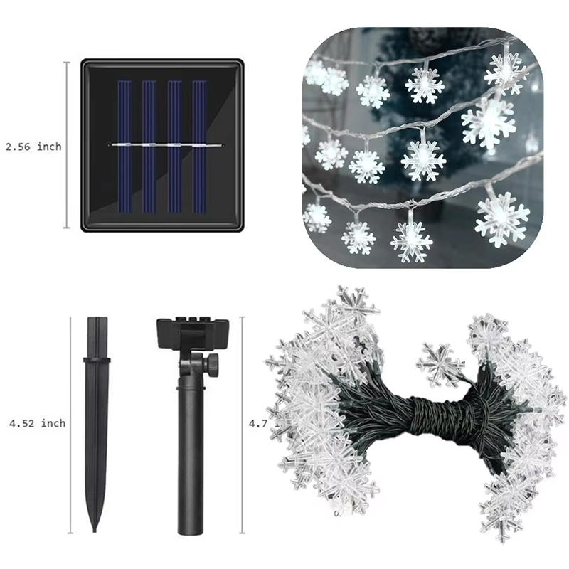 7/12M Solar Led Sneeuwvlok String Knipperende Ster Lamp Outdoor Festival Arrangement Nieuwjaar Bruiloft Kerstboom Decor: M / Deep Sapphire