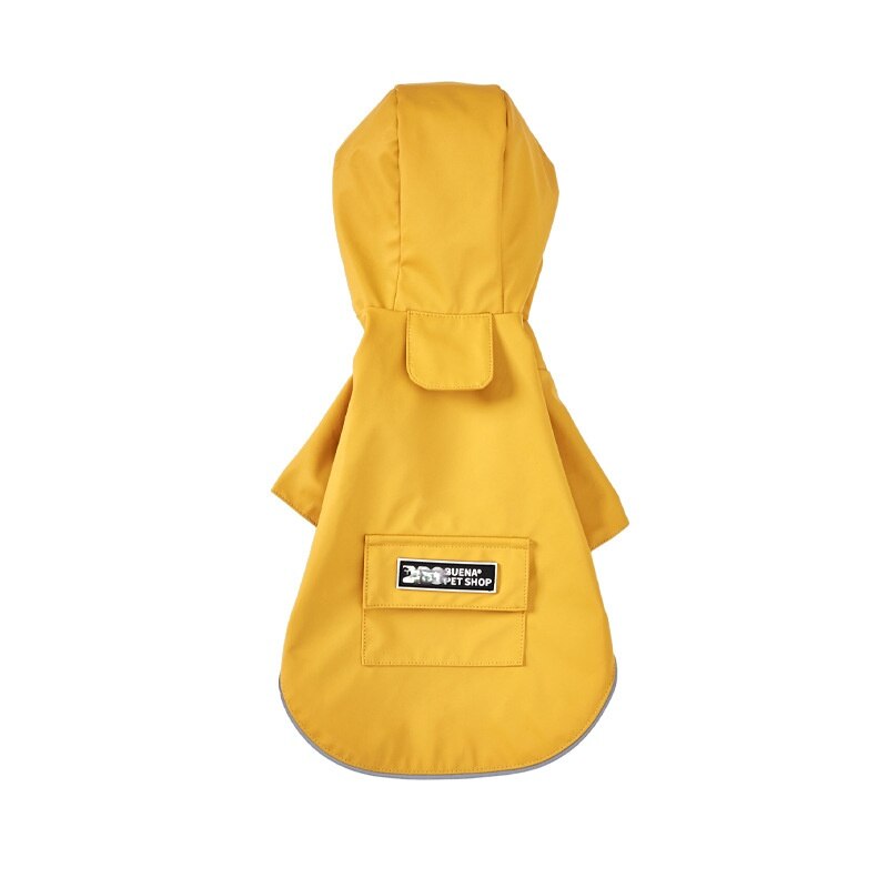 Dog raincoat autumn winter hoods reflective strip raincoat waterproof breathable sweat absorption solid color windproof: Yellow / XXXL