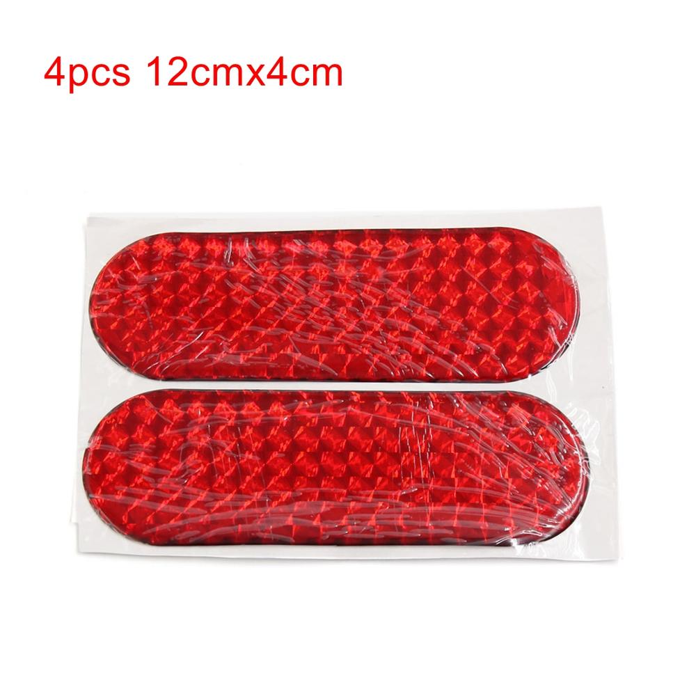 X AUTOHAUX 2Pcs 12cmx4cm Car Auto Exterior Reflector Decal Stick-On Reflective Sticker Red Car Reflective Sticker ACCESSORIES: 4pcs 12x4cm Red