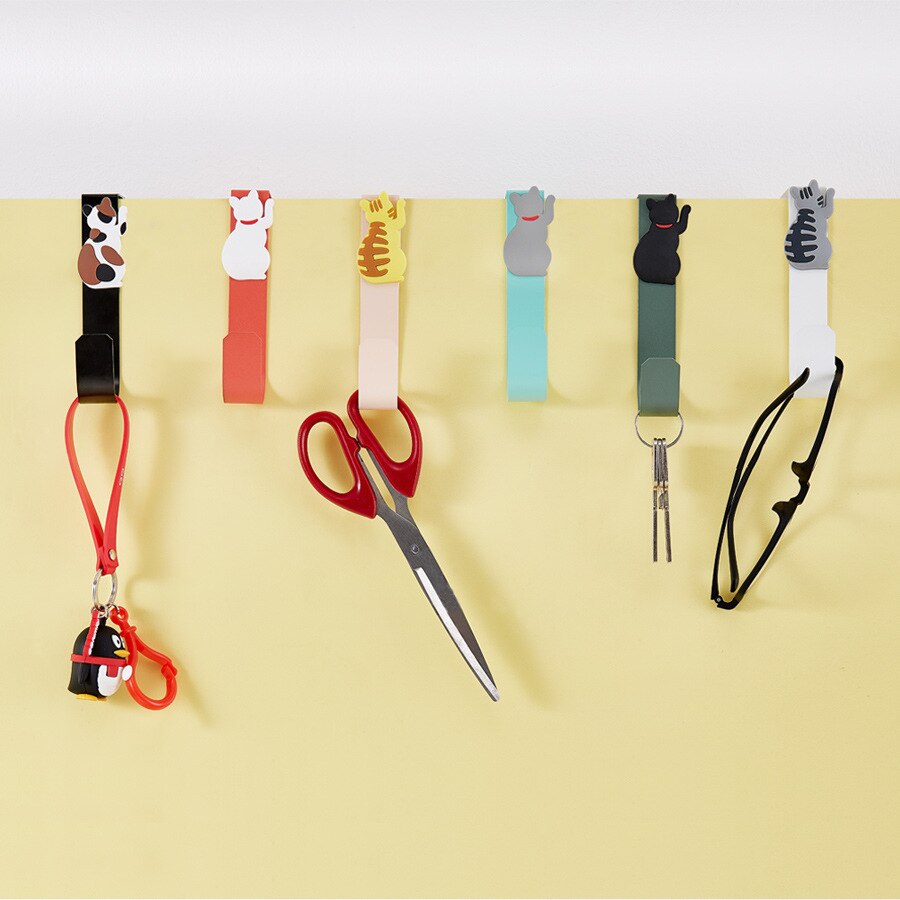 Cartoon kitten haak gratis punch deurhaak kinderkamer badkamer schattig dier ijzeren kapstok