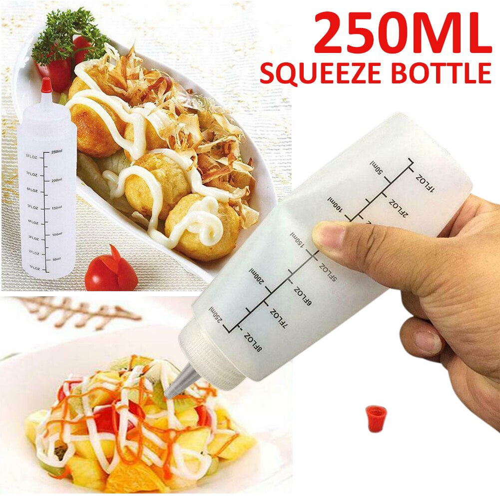 1pc 250ML Measuring Squeeze Bottle Condiment Dispenser Sauce Mustard Salad Squeeze Bottle Kitchen Accessories