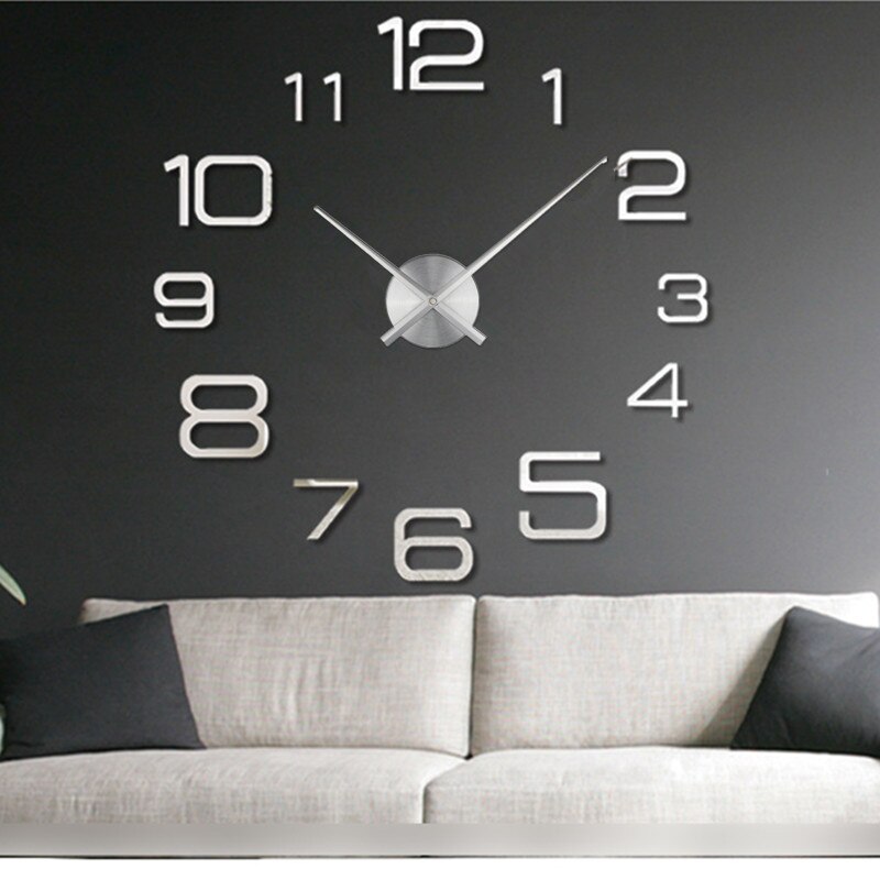 reloj de pared para decoración del hogar, Relojes de pared con espejo grande, Relojes de pared de moderno, pegatina de pared Diy, único, reloj de