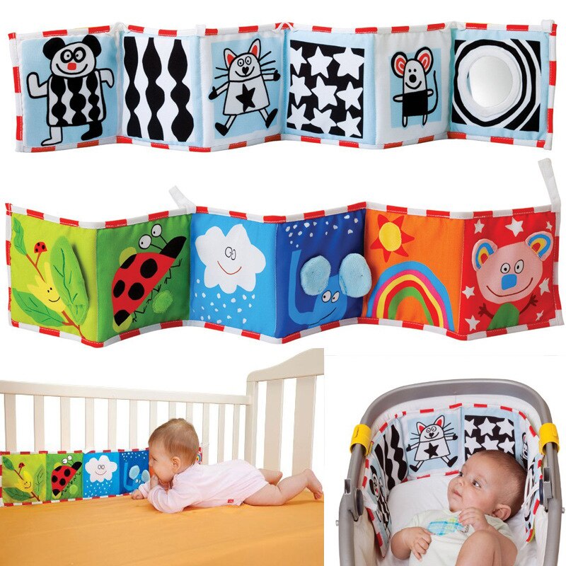 Juguetes De cuna para bebé, ropa libro infantil para recién nacido, sonajeros de aprendizaje multicolor, parachoques de cama de colores, juguetes para bebé de 0 a 12 meses: 14cmx92cm