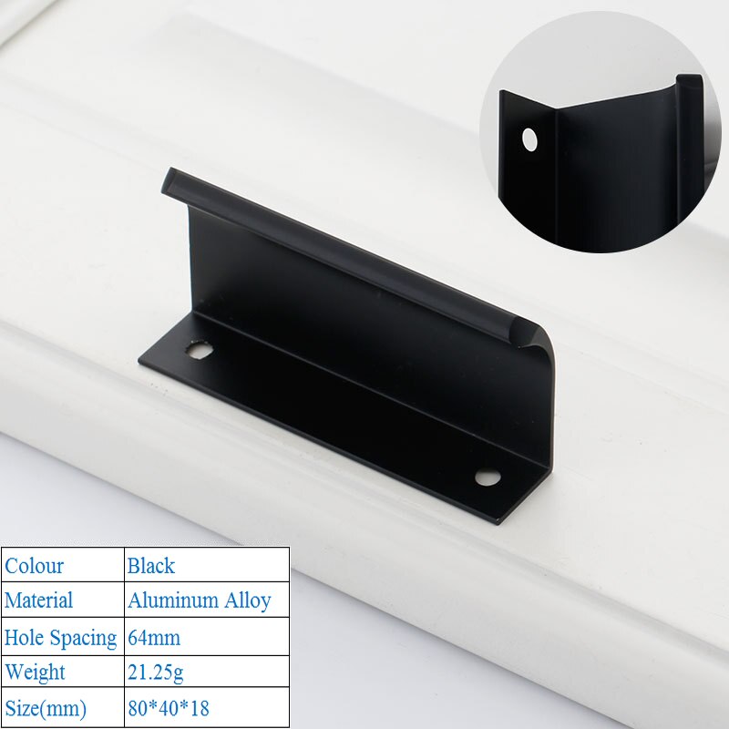 Poignées murales modernes et simples pour tiroirs, avec boucle de meubles décoratifs américains, haut de gamme: Black 6814-64mm