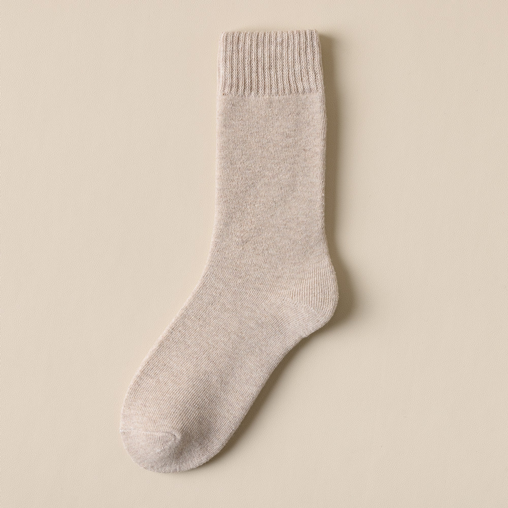 Calcetines de algodón gruesos y cálidos a la de Otoño Invierno señora Casual chica Color sólido calcetines de tubo medio para mujer
