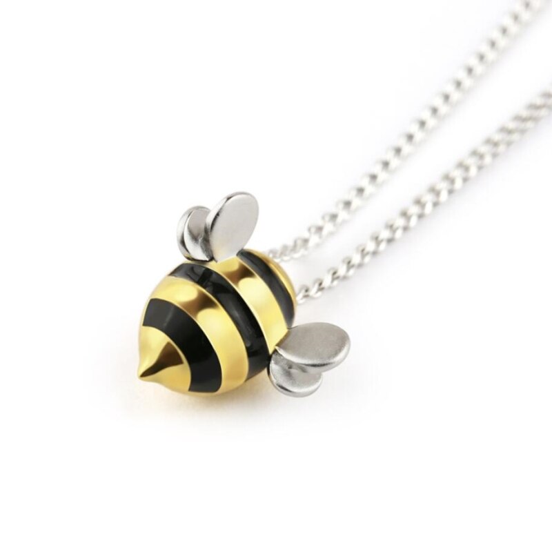 WYEAIIR-Cadena de clavícula de Plata de Ley 925 para mujer, collar con de abeja, dulce y , con personalidad literaria versátil