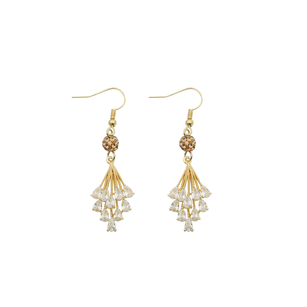 Rhombus Dangle Zircon Earrings For Women Luxury Crystal Trend Vintage Style Girls Jewelry