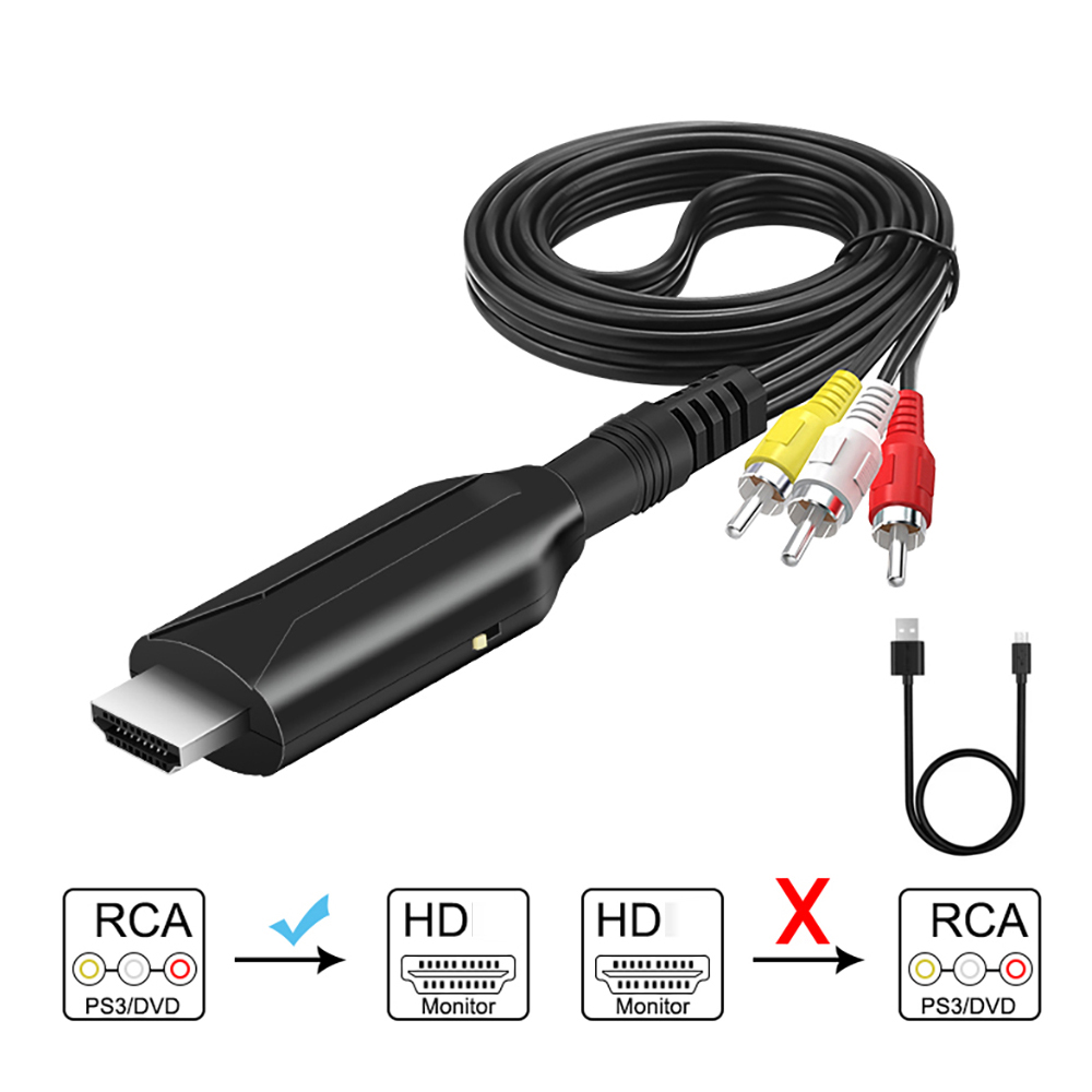 HD 1080P macho RCA AV/CVSB L/R vídeo a HDMI compatible AV Scaler cable adaptador convertidor de vídeo caja compatible con NTSC PAL