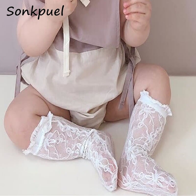 spitze Baby Mädchen Socken Prinzessin Baby Kniehohe Hochzeit Gittergewebe Kleinkind Mädchen Socken Rüschen Blumen- LegWarmer Socken Für freundlicher