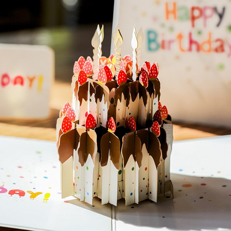 3D Up rêve gâteau carte de voeux noël anniversaire nouvel an Invitation
