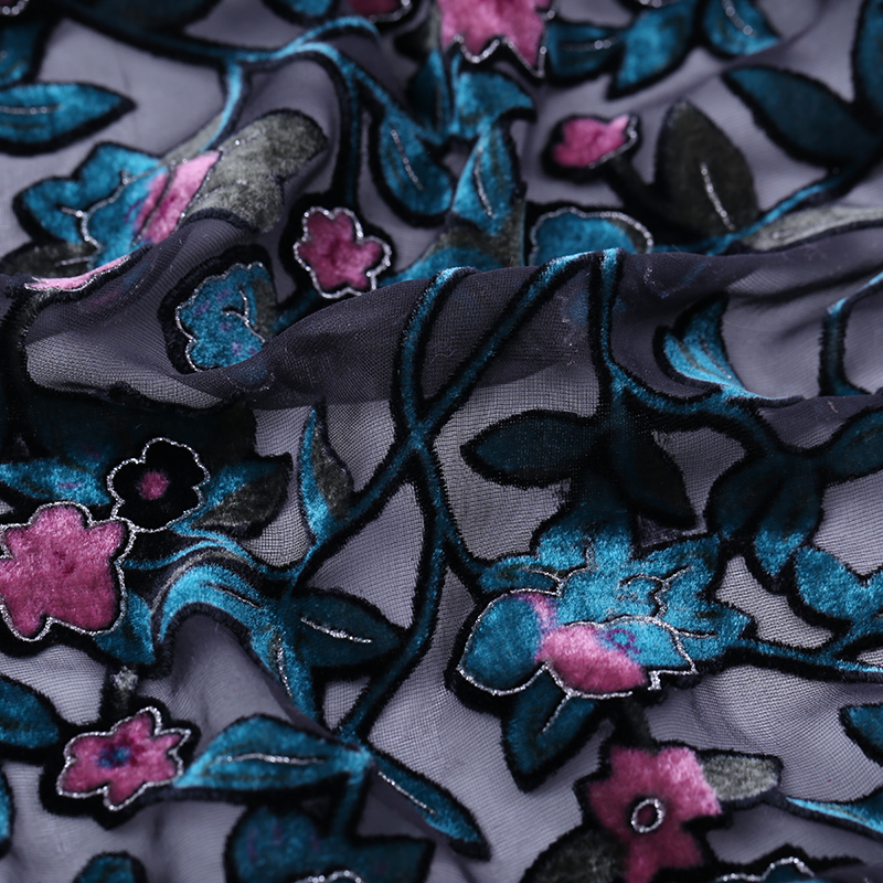114cm burnout sammet sidentyg perspektiv klänning tyg fjäril cheongsam siden sammet tyg sidenduk