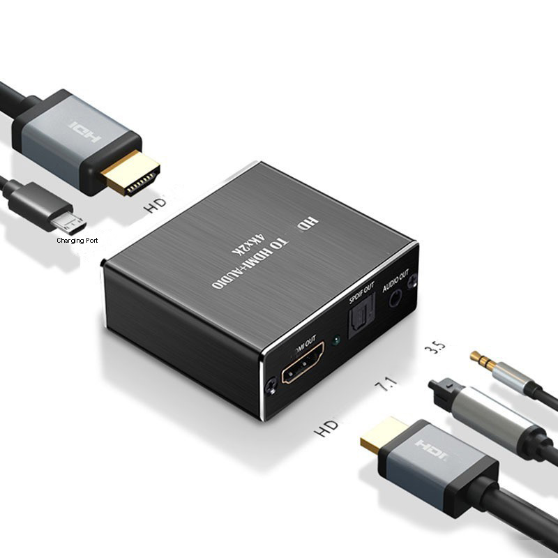 4K 2K 3D Video Decording Extractor with HDMI Audio Splitter Fiber 5.1 to 3.5MM SPDIF Stereo Output Converter Compatible Adapter
