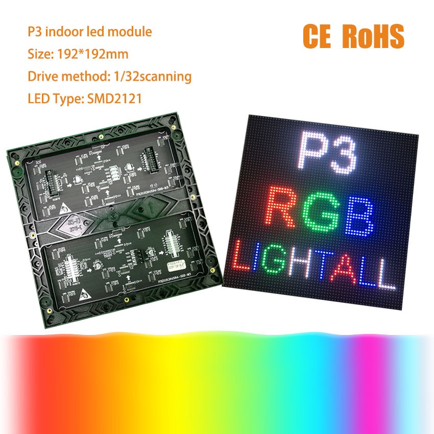 P3 led module indoor 192*192mm full color 111111dots/sqm 64*64dots placa de video SMD 3in1 RGB 32S led display P2.5 P4 P5 P6 P10