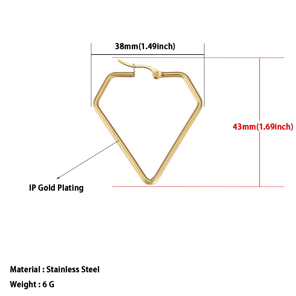 Geometric Hoop Earrings For Women Stainless Steel Gold Color Big Large Earrings Statement Jewelry: 1792 Gold 38mm