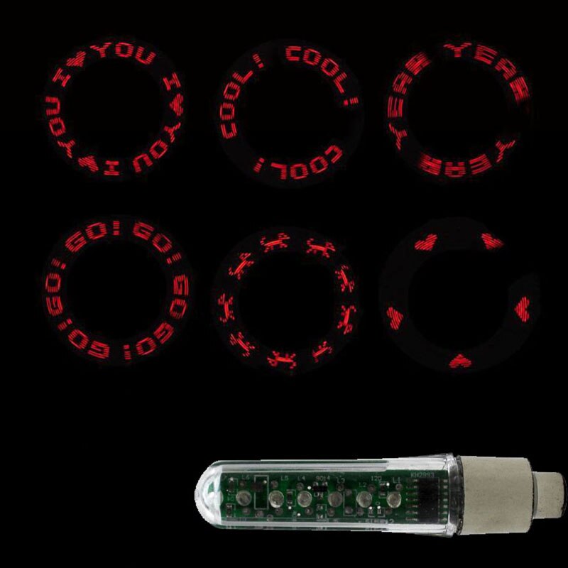 Double-side Bicycle Wheel Spoke LED Lights Lamps Cycle Tyre Tire Wheel Valve 7 LED Flash Light With Super Bright Letter LDE: Red