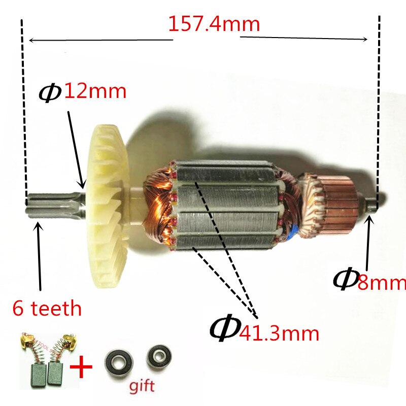 AC220-240V 6 teeth Rotor Motor Armature C213944E 360875E for HITACHI DH38MS DH38SS DH38YE2 Drill Hammer