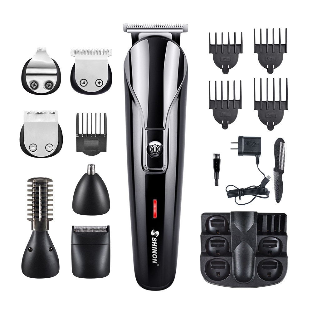 Men Electric Hair Clipper 6 In 1 Multifunctional Hair Cutter Machine Rechargeable Hair Trimmer For Beard Nose Ears