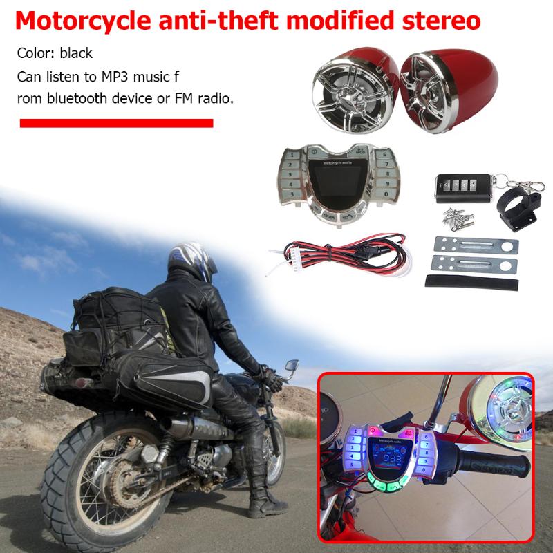 Sistema de sonido Bluetooth para motocicleta, altavoces estéreo impermeables de duradero y sencillo, con colores clásicos, Cargador USB y Radio
