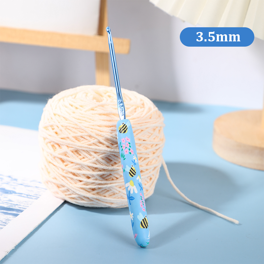 1 Stück/2,0–10,0 mm kleine Biene bedruckte Häkelnadeln, Häkelnadeln für Anfänger und Stricken, Häkelgarn, DIY-Bastelbedarf: Licht Grau