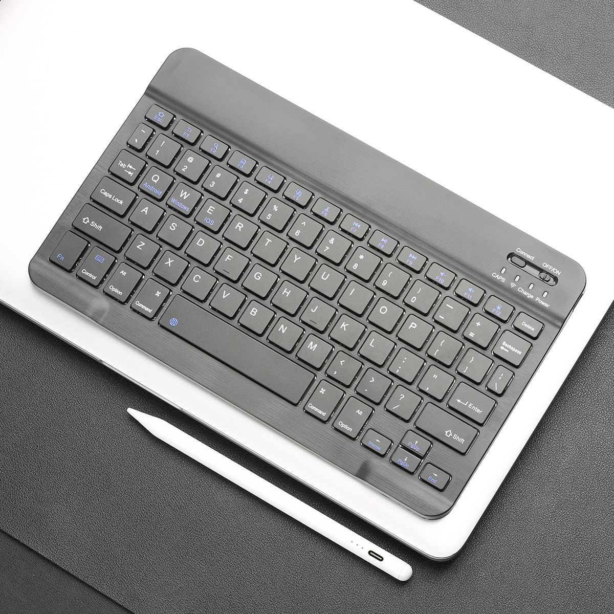 Mini draadloos toetsenbord Bluetooth-compatibel toetsenbord voor laptop Tablet Ipad Oplaadbaar gamingtoetsenbord voor Android iOS Windows: Bruin