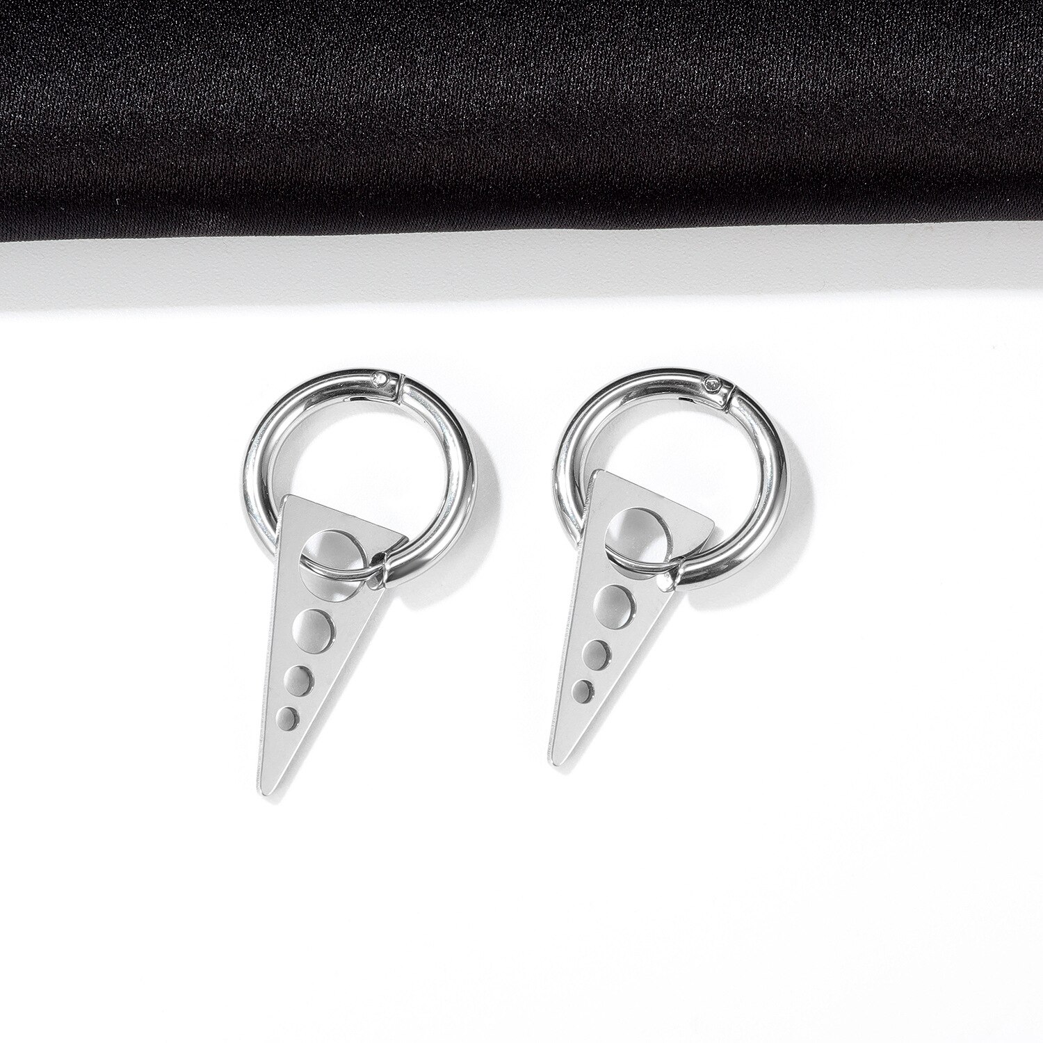 Simple Geometric Triangle Dangle Earrings for Men Stainless Steel Round Star Ears Punk Male Jewelry