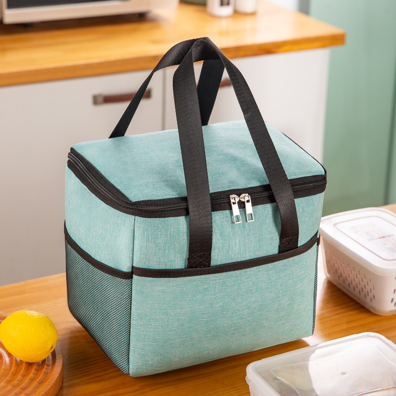 Thermal Cooler Ice Bags Work Lunch Box Bag Food Carrier Portable Travel Picnic Insulated Handbags for Women Men Shoulder Bag: Khaki