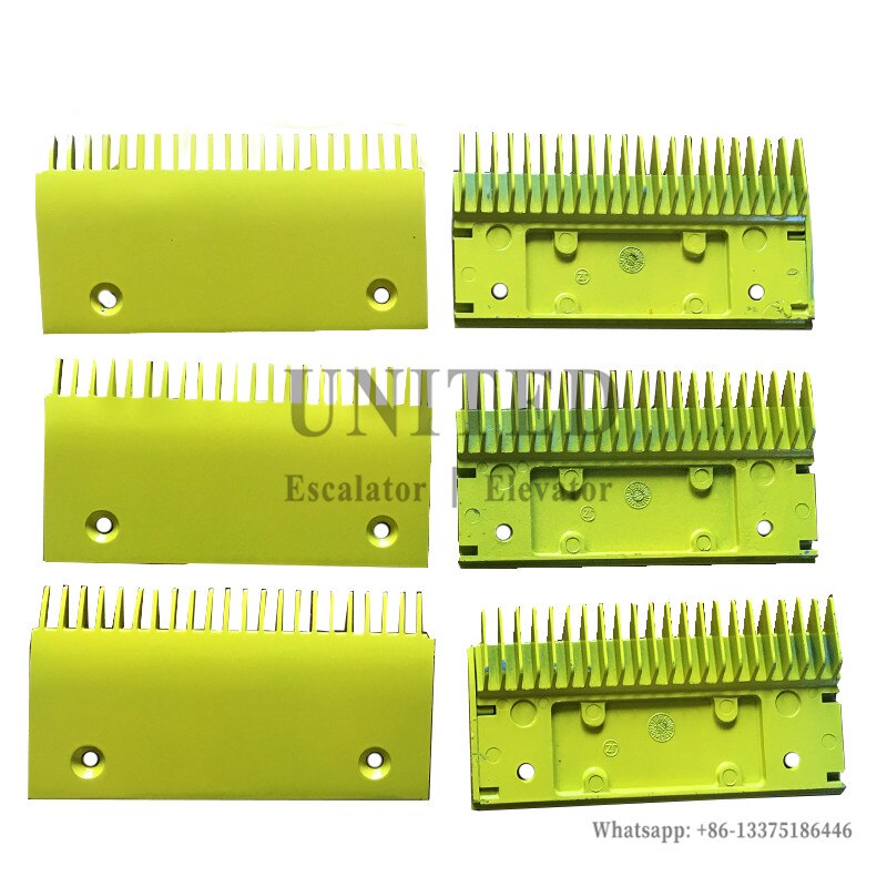 Escalator Yellow Plastic Comb Plate SMR313283 L199.4mm W107mm Hole Space 145mm 22Teeth CENTER MIDDLE
